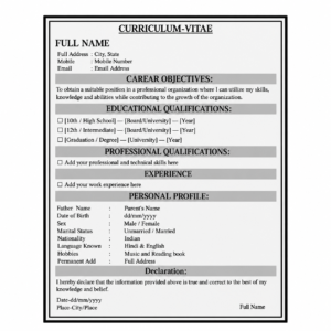Professional Resume / CV Template – Free Editable